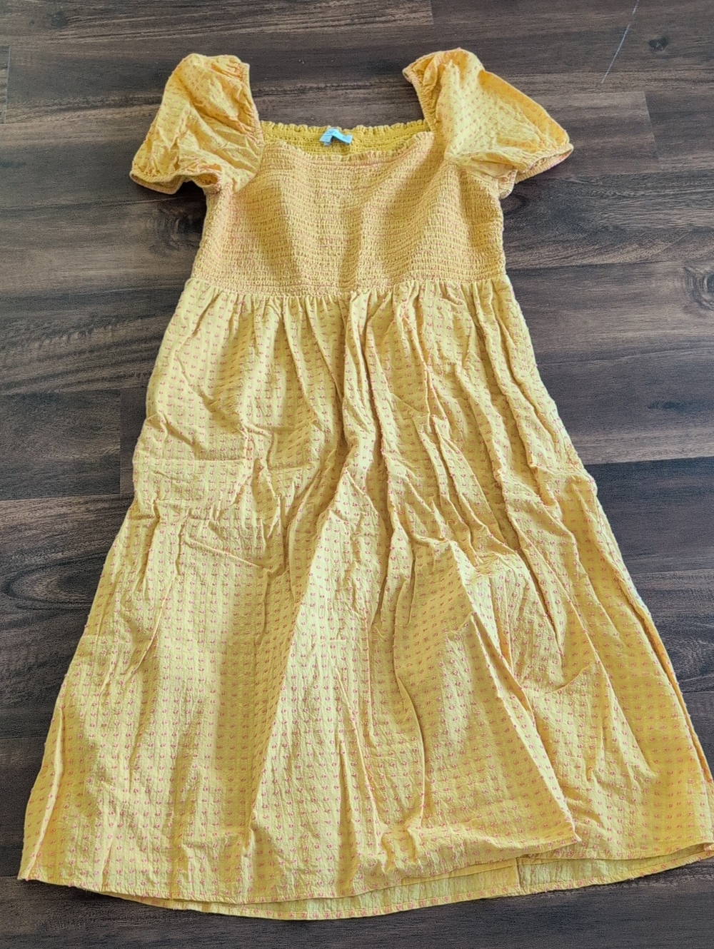 LOFT' Sunny Yellow Puff Sleeve Smocked Dress